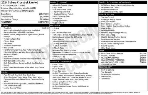 Magnetite Gray Metallic 2024 Subaru Crosstrek Limited