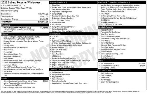 2026 Subaru Forester Wilderness