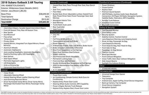 2018 Subaru Outback 3.6R Touring