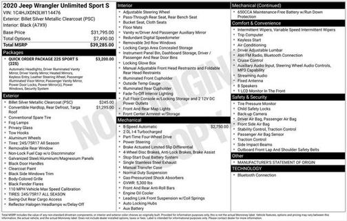 2020 Jeep Wrangler Unlimited Sport