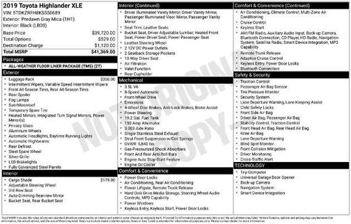 Predawn Gray Mica 2019 Toyota Highlander XLE