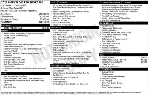 2021 INFINITI Q60 3.0t Red Sport 400