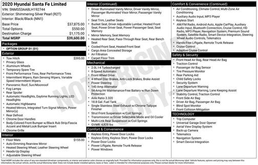 2020 Hyundai SANTA FE Limited 2.0T