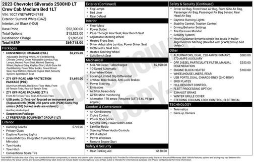 Summit White 2023 Chevrolet Silverado 2500 LT