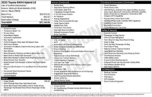 Midnight Black Metallic 2022 Toyota RAV4 LE