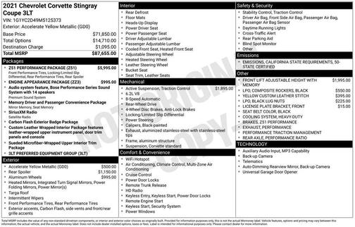 2021 Chevrolet Corvette Stingray w/3LT