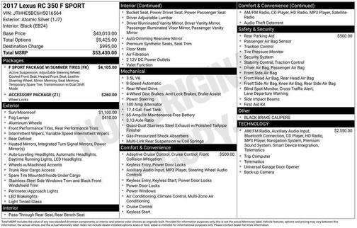 2017 Lexus RC 350 Base