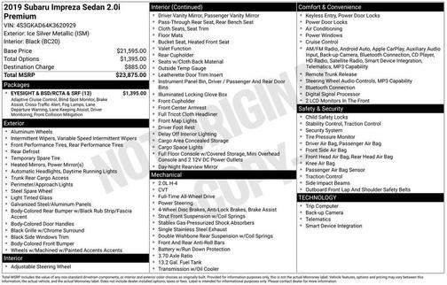 2019 Subaru Impreza 2.0i Premium