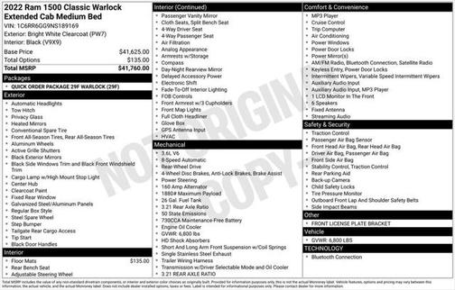 2022 RAM 1500 Classic Warlock Quad Cab 4x2 6'4' Box