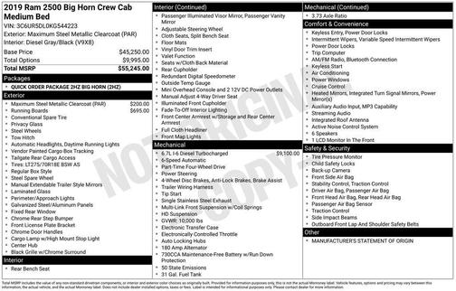 2019 RAM 2500 Big Horn Crew Cab 4x4 6'4' Box
