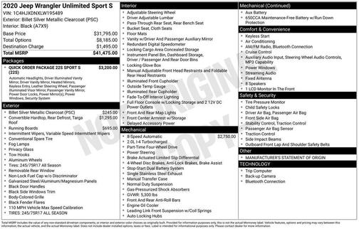 2020 Jeep Wrangler Unlimited Sport