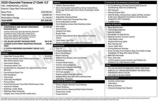2020 Chevrolet Traverse LT Cloth