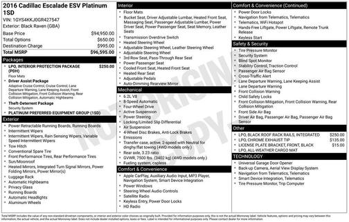 2016 Cadillac Escalade ESV Platinum