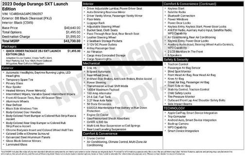 DB Black Crystal Clearcoat 2023 Dodge Durango SXT