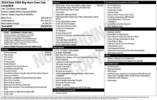 Bright White Clearcoat 2024 RAM 3500 BIG HORN