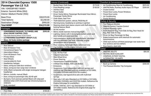 2014 Chevrolet Express 1500 LS