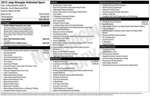 2015 Jeep Wrangler Unlimited Sport
