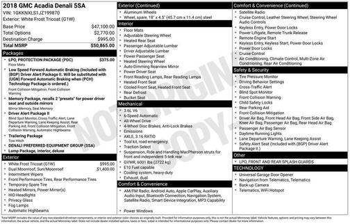 White Frost 2018 GMC Acadia Denali