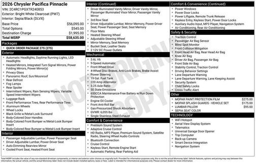 2026 Chrysler Pacifica Pinnacle
