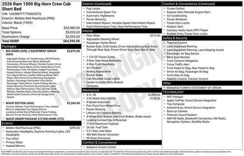 2026 RAM 1500 Big Horn/Lone Star