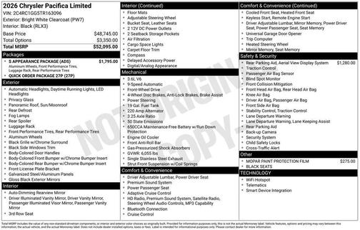 2026 Chrysler Pacifica Limited