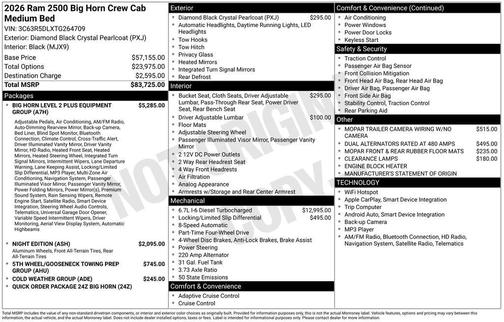 2026 RAM 2500 Big Horn