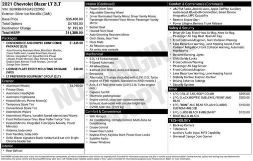 Silver Ice Metallic 2021 Chevrolet Blazer 2LT