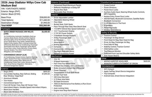 2026 Jeep Gladiator Sport