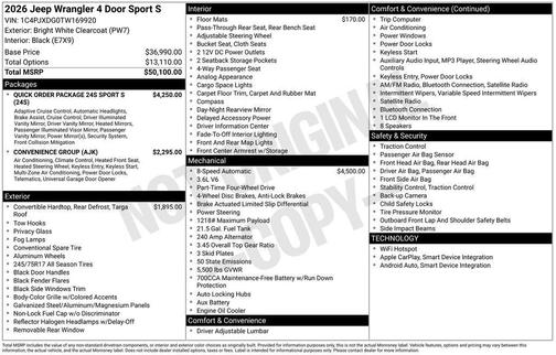 2026 Jeep Wrangler Sport