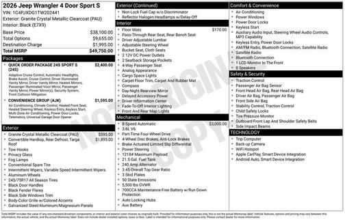 2026 Jeep Wrangler Sport