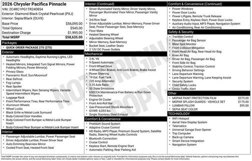 2026 Chrysler Pacifica Pinnacle