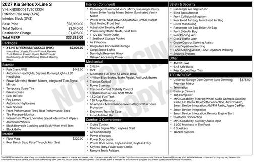 Pale Gray 2027 Kia Seltos X-Line S