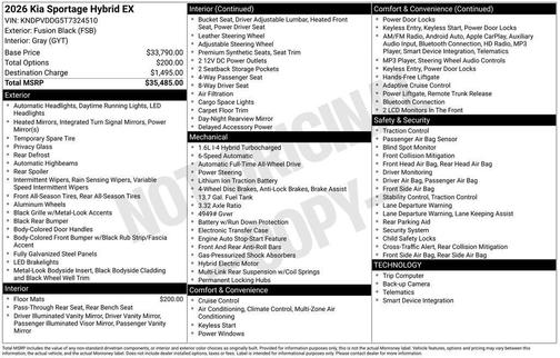 Fusion Black 2026 Kia Sportage Hybrid EX