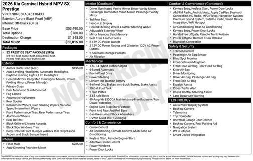 2026 Kia Carnival Hybrid SX Prestige