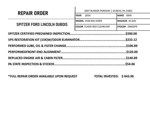 2024 RAM 2500 Big Horn Crew Cab 4x4 6'4' Box