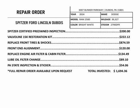 2024 RAM 2500 Tradesman Crew Cab 4x4 8' Box