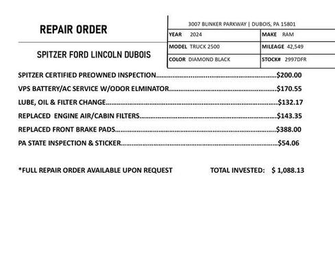 2024 RAM 2500 Big Horn Crew Cab 4x4 6'4' Box