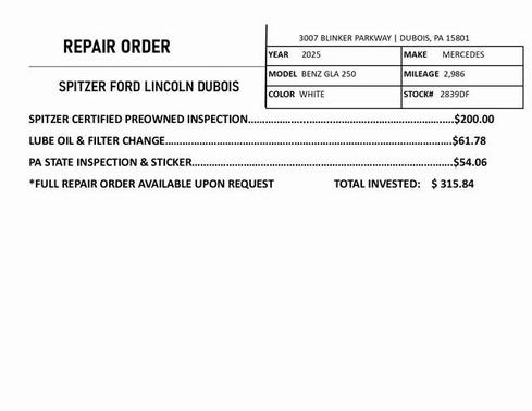 2025 Mercedes-Benz GLA 250 4MATIC