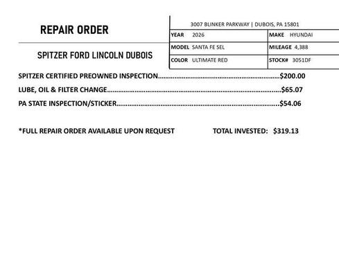 2026 Hyundai SANTA FE SEL 2.4