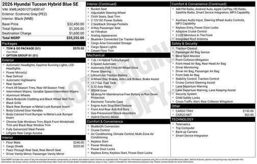 2026 Hyundai TUCSON Hybrid Blue SE