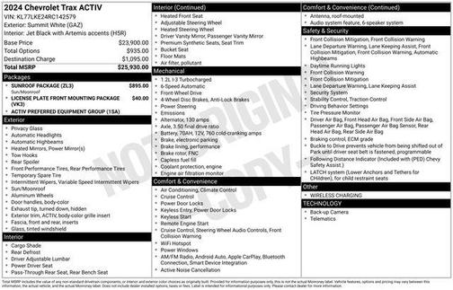 Summit White 2024 Chevrolet Trax ACTIV