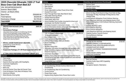 Black 2025 Chevrolet Silverado 1500 LT Trail Boss