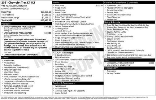 Summit White 2021 Chevrolet Trax LT