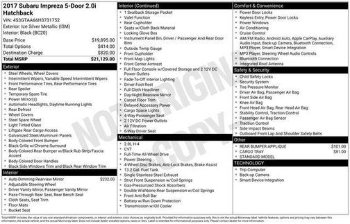 2017 Subaru Impreza 2.0i