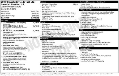 Black 2021 Chevrolet Silverado 1500 LTZ