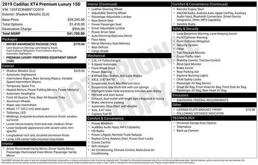 2019 Cadillac XT4 Premium Luxury