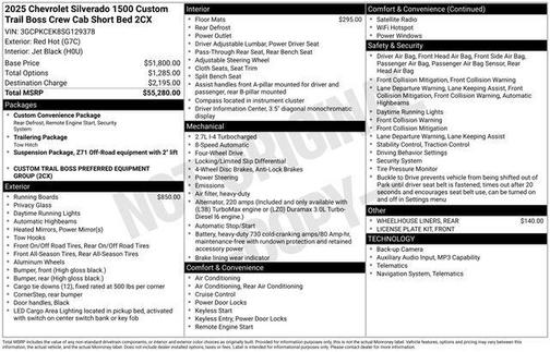 Red 2025 Chevrolet Silverado 1500 Custom Trail Boss