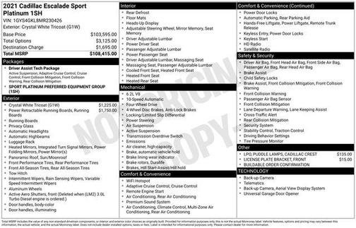 2021 Cadillac Escalade Sport Platinum