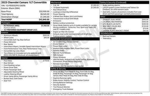 Black 2023 Chevrolet Camaro 1LT