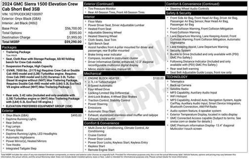 Onyx Black 2024 GMC Sierra 1500 Elevation